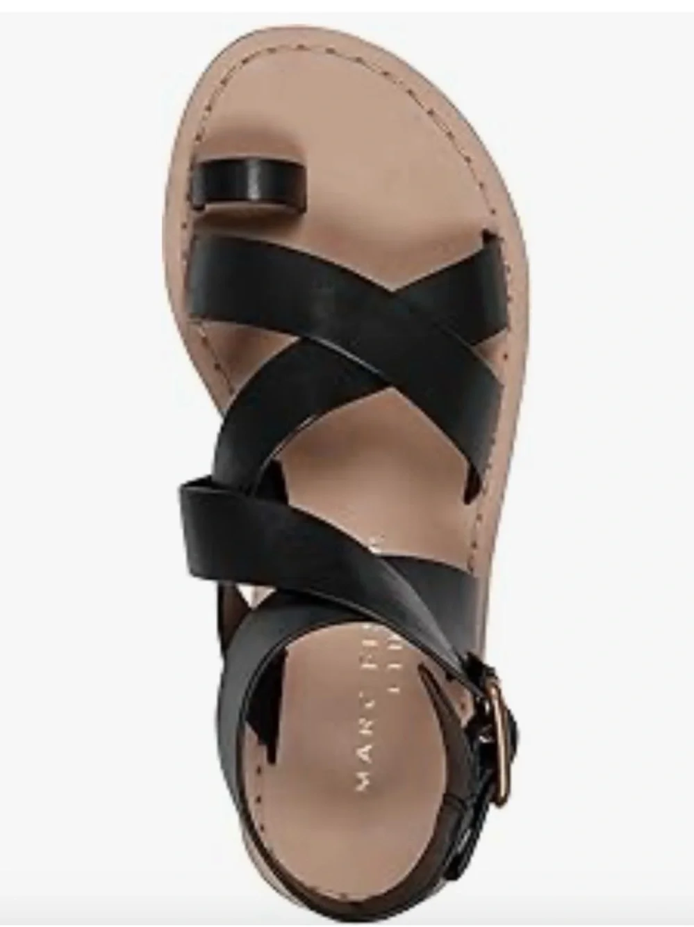 Marc Fisher Lollie Black Leather Strappy Ankle-Buckle Sandals NEW‎ 8